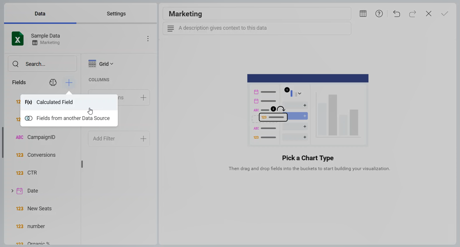 Pre-calculated field option in Data Editor for a dashboard