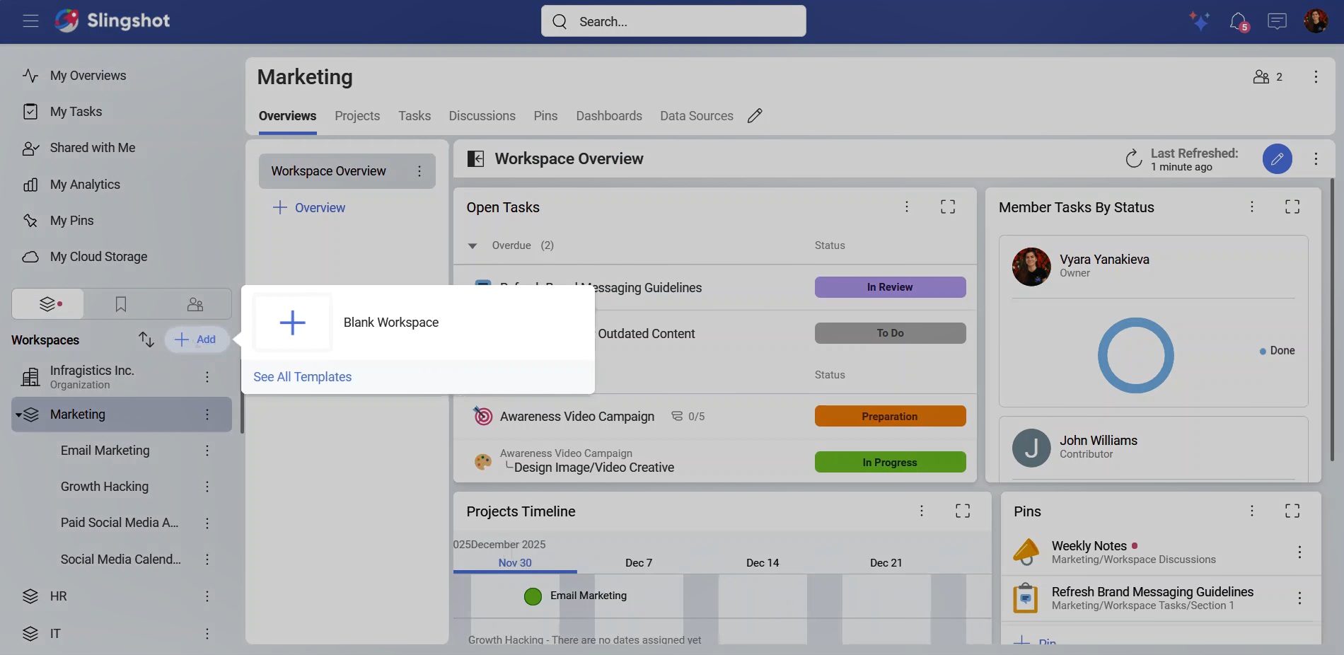 New workspace button