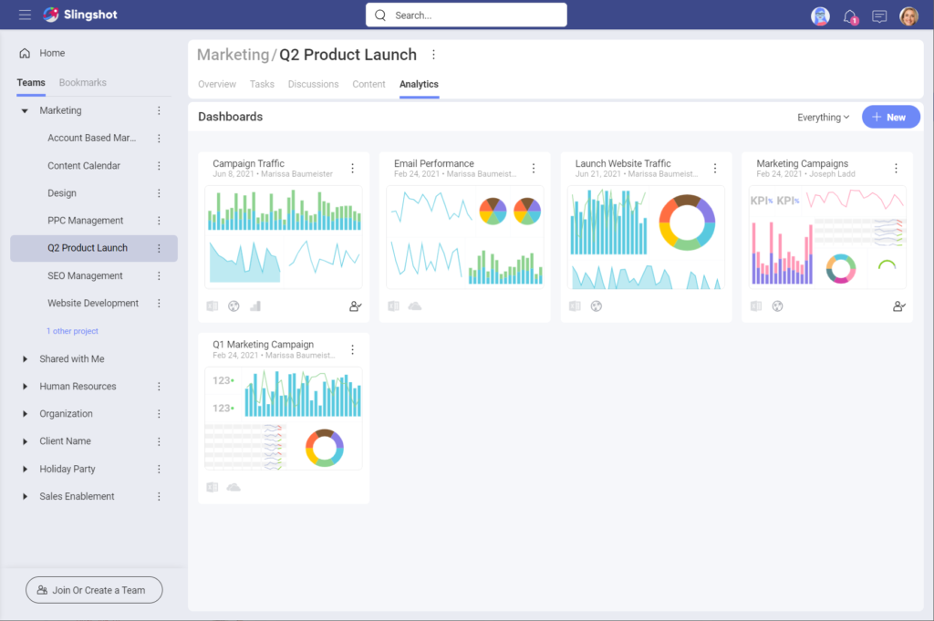 Anuncio de Slingshot: el lugar de trabajo todo en uno donde los equipos prosperan