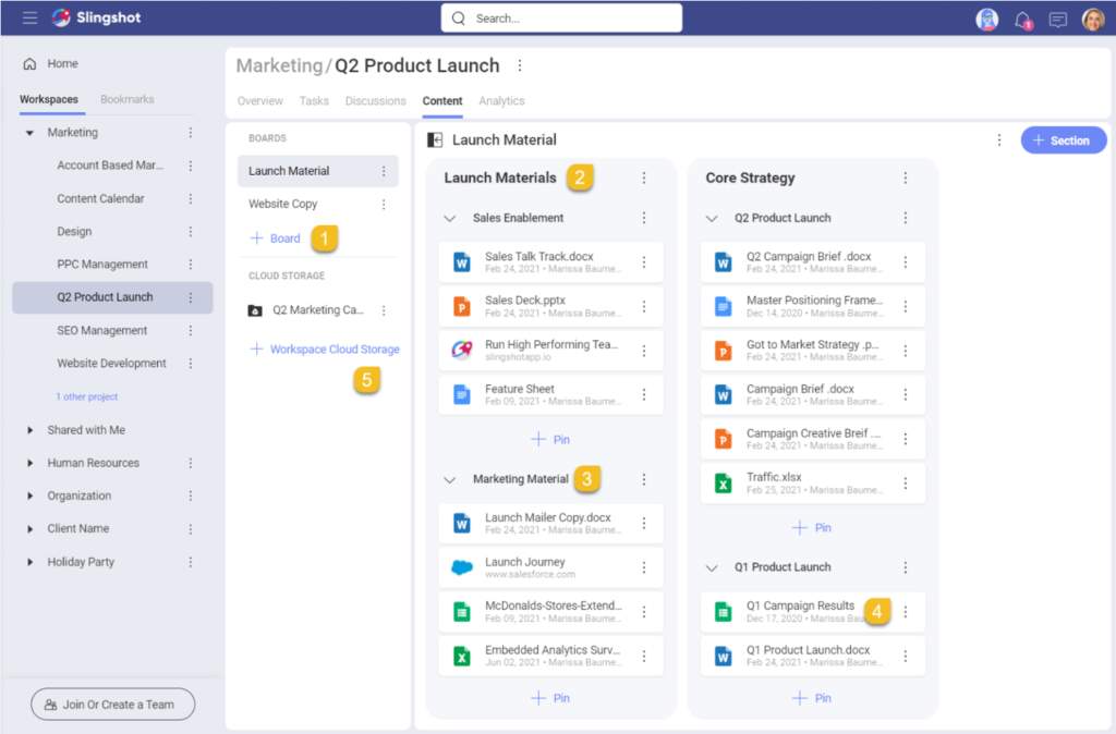 Tableros de contenido en Slingshot y qué puedes hacer allí.