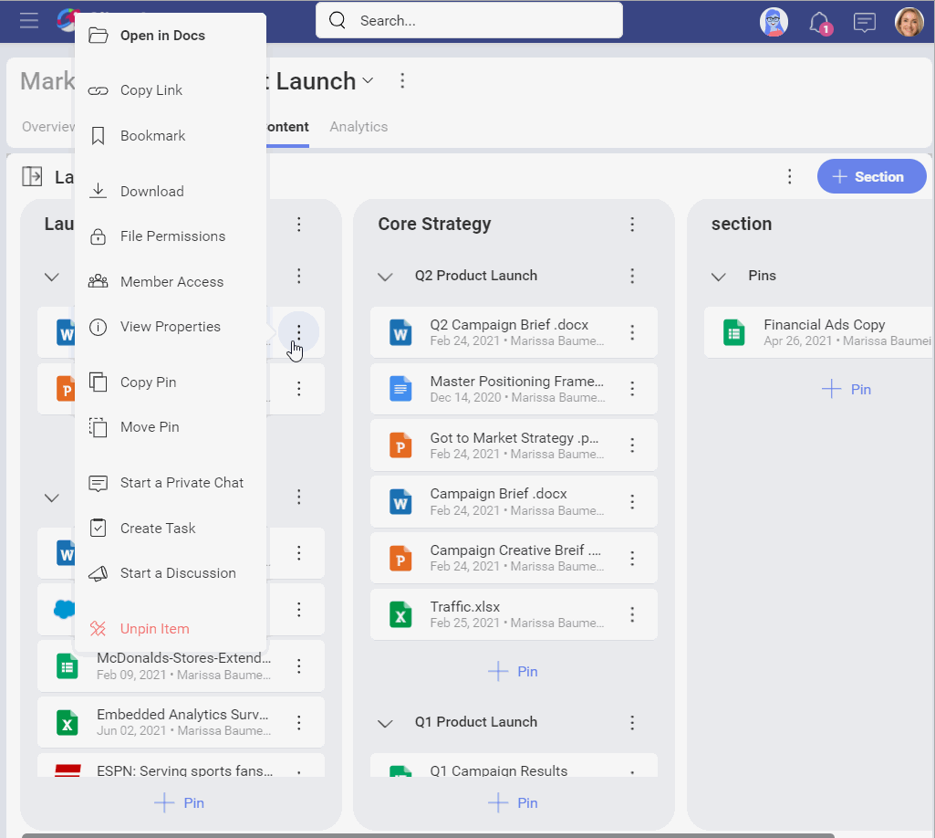 how to create task from content in slingshot